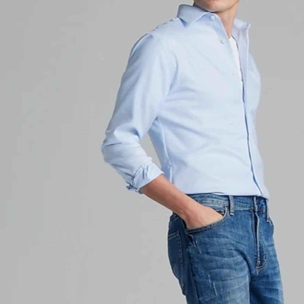 Pronto Uomo | Men's Non Iron Slim Fit Oxford Blue Dress Shirt Button Up